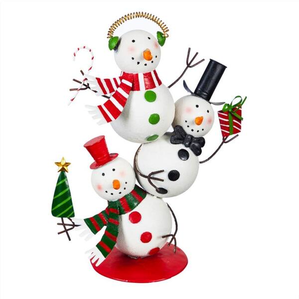 Evergreen Stacked Snowman 17 in. Garden Statue