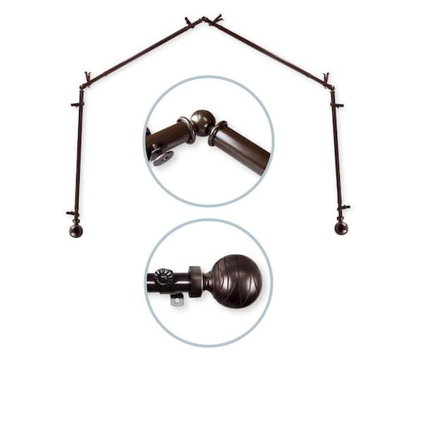 Rod Desyne Arman 4-Sided 13/16 in. Dia Bay Window Single Curtain Rod in Cocoa