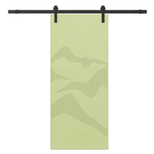 CALHOME 24 in. x 80 in. Sage Green Painted Composite MDF Paneled Interior Sliding Barn Door with Hardware Kit