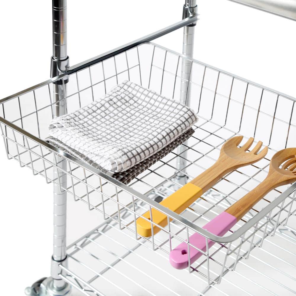 Stainless Steel Rectangular Kitchen Cart with Storage