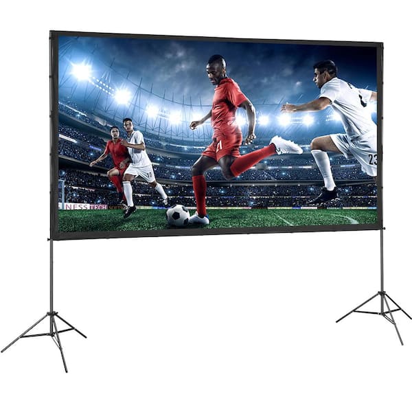 SVOPES 120 in. 16:9 Projector Screen with Stand, HD/4K Outdoor Movie Screen Wrinkle-Free Tripod, Carry Bag for Backyard Theater