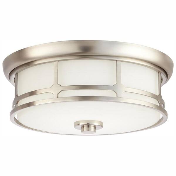 Photo 1 of Portland Court 14 in. 1-Light Brushed Nickel LED Flush Mount