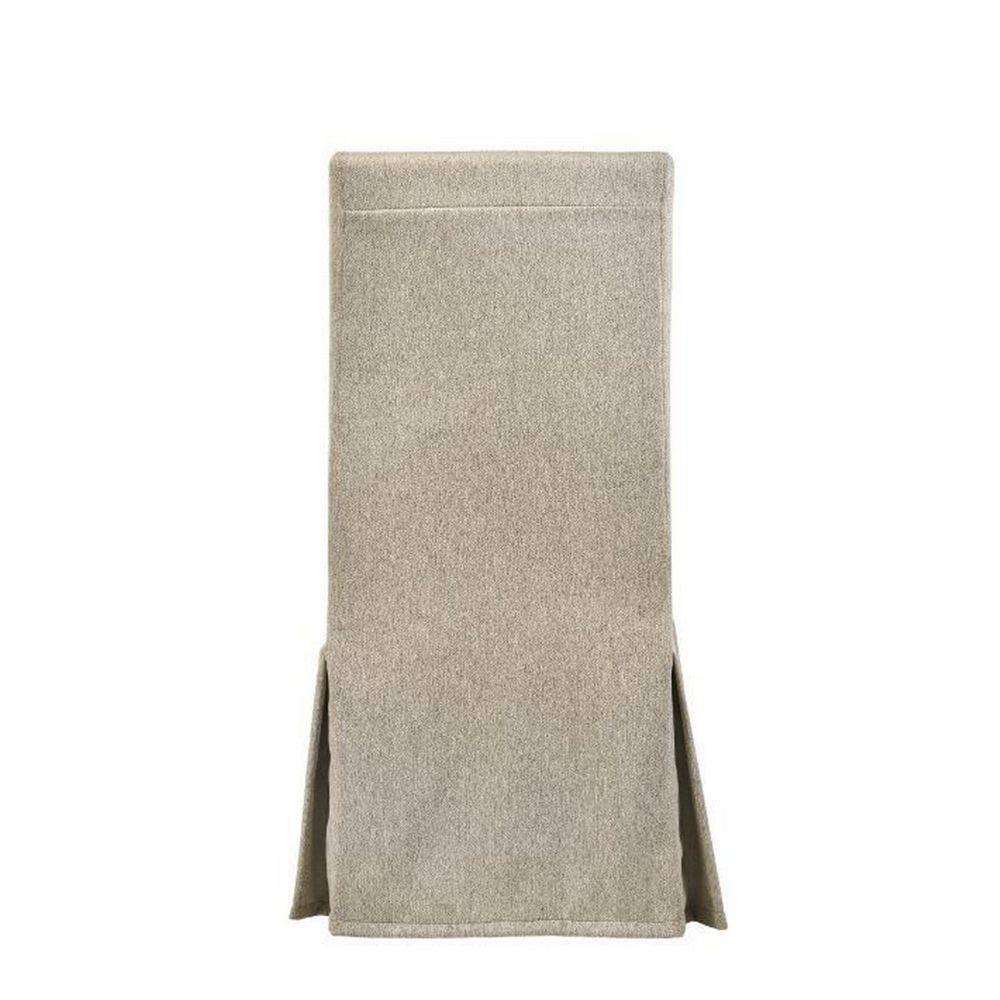 Elegant Beige Upholstered Rubberwood High-Back Side Chair, Set of 2