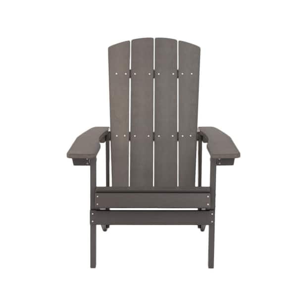 Outdoor Weather Resistant Gray Plastic Adirondack Chair (1pack) QWYGR
