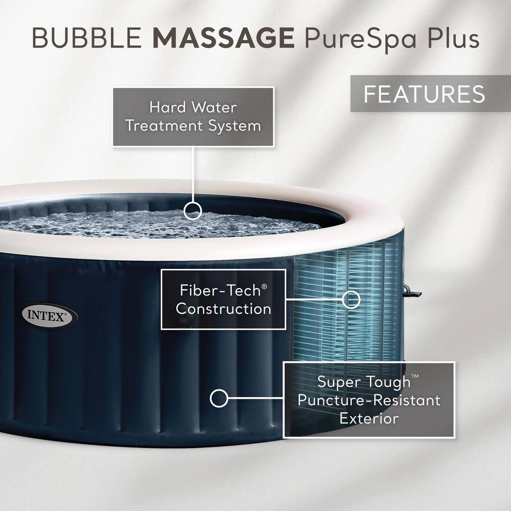 Intex PureSpa Plus 6-Person Round Inflatable Hot Tub with LED Lights