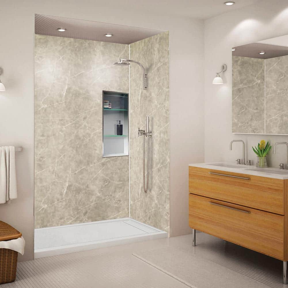 60'' x 30'' Gray Rectangular Shower Base with Right Drain