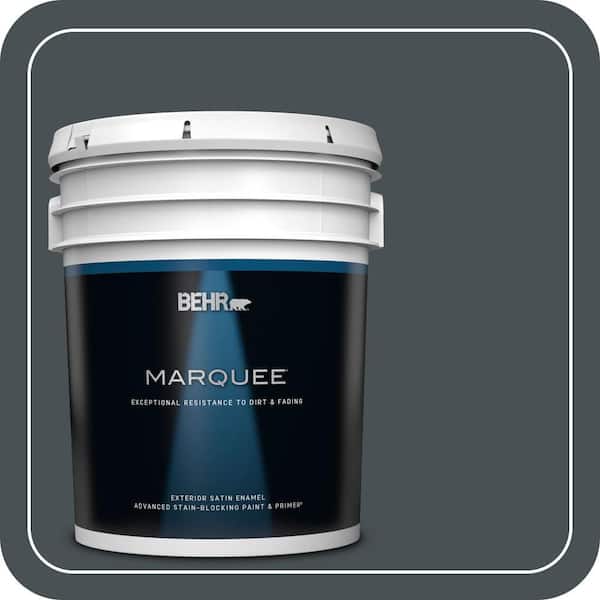 BEHR MARQUEE 5 gal. #720F-7 Dark as Night Satin Enamel Exterior Paint & Primer