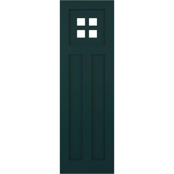 Ekena Millwork True Fit 12 in. x 45 in. PVC San Antonio Mission Style Fixed Mount Flat Panel Shutters, Thermal Green (Per Pair)