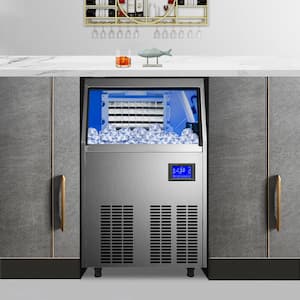 19 lb. Bin Stainless Steel Freestanding Ice Maker Machine with 130 lb. 24 Hour Commercial Ice Maker in Silver
