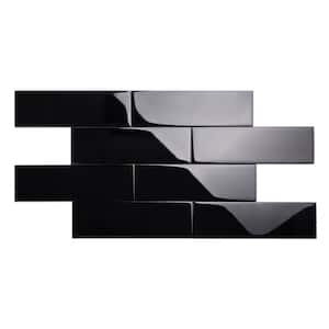 Black 4 in. x 12 in. x 8mm Glass Subway Tile (5 sq. ft./Case)