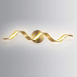 Miron 23.5 in. Modern LED Vanity Light 12W 3000K Spiral Design Gold Wall Light Fixture