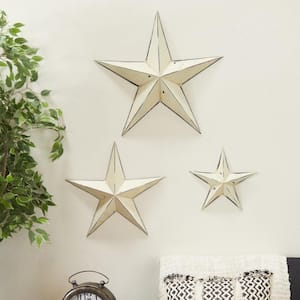 Metal Cream Star Wall Decor (Set of 3)
