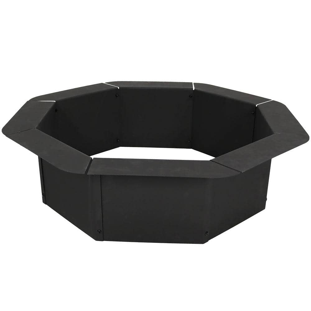 38" Black Steel Octagonal Wood-Burning Fire Pit Ring