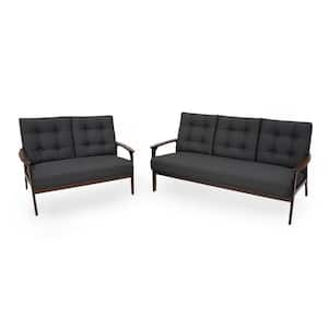 Aries 2-Piece Charcoal Gray Fabric 5-Seater Living Room Set