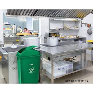 23 gal. Green Heavy-Duty Plastic Commercial Slim Recycling Bin Trash Can