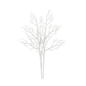 35 in. Pre-Lit Artificial White Birch Branches with 80 Warm White LED Lights - Set of 2