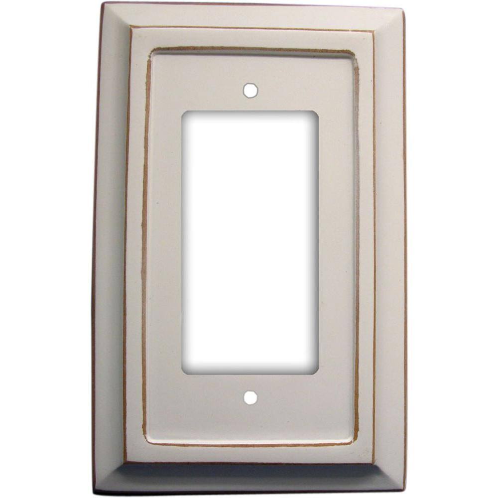 AMERELLE Savannah 1 Gang Rocker Wood Wall Plate White 4040RDW
