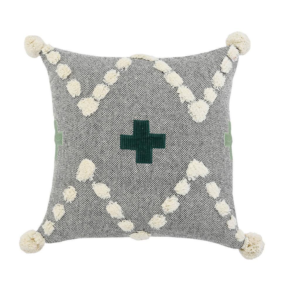 Swiss Zeal Gray/White Positive Sign Tufted Poly-fill 20 in. x 20 in. Indoor