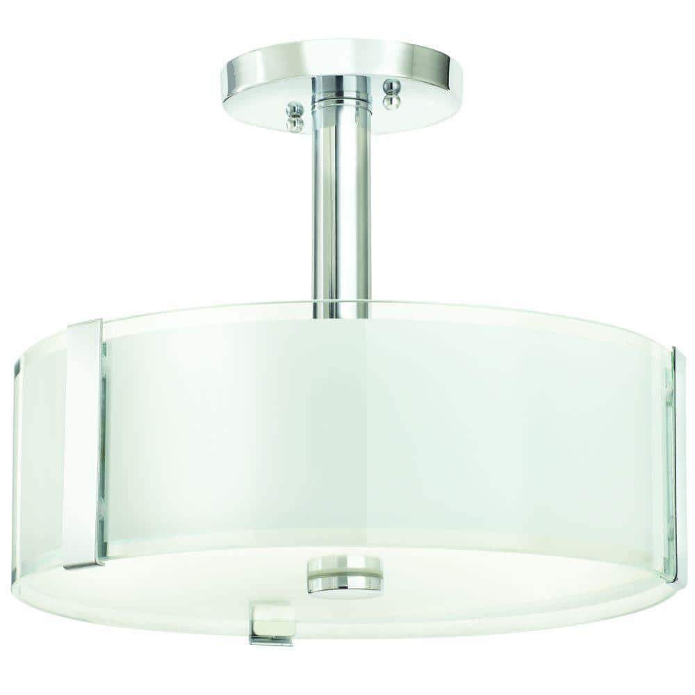 Hampton Bay Bourland 14 in. 3-Light Polished Chrome Semi-Flush Mount Kitchen Ceiling Light