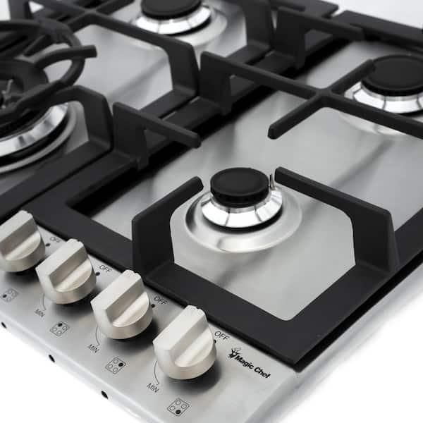 24 in. Gas Cooktop in Stainless Steel with 4 Burners