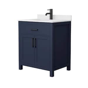 Beckett 30 in. W x 22 in. D x 35 in. H Single Sink Bathroom Vanity in Dark Blue with White Cultured Marble Top