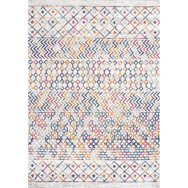 Arta Multi/Cream 5 ft. x 8 ft. Moroccan Vintage Geometric Area Rug