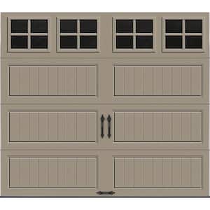 Gallery Steel Long Panel 8 ft x 7 ft Insulated 18.4 R-Value  Sandtone Garage Door with SQ22 Windows