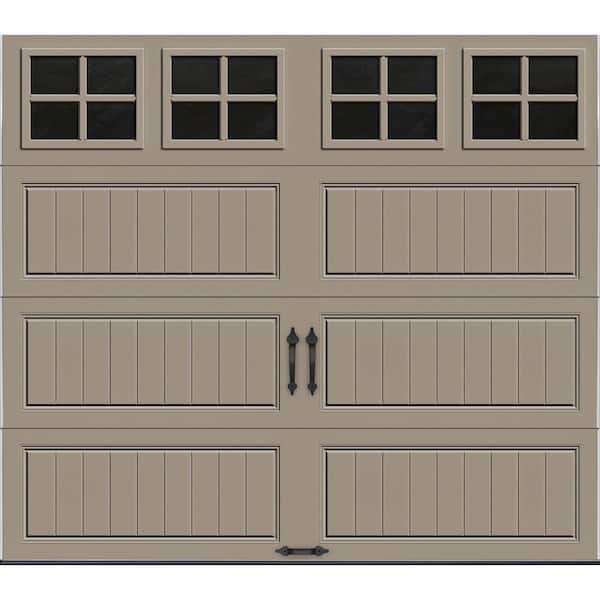 Clopay Gallery Collection 8 ft. x 7 ft. 18.4 R-Value Intellicore Insulated Sandtone Garage Door with SQ22 Window