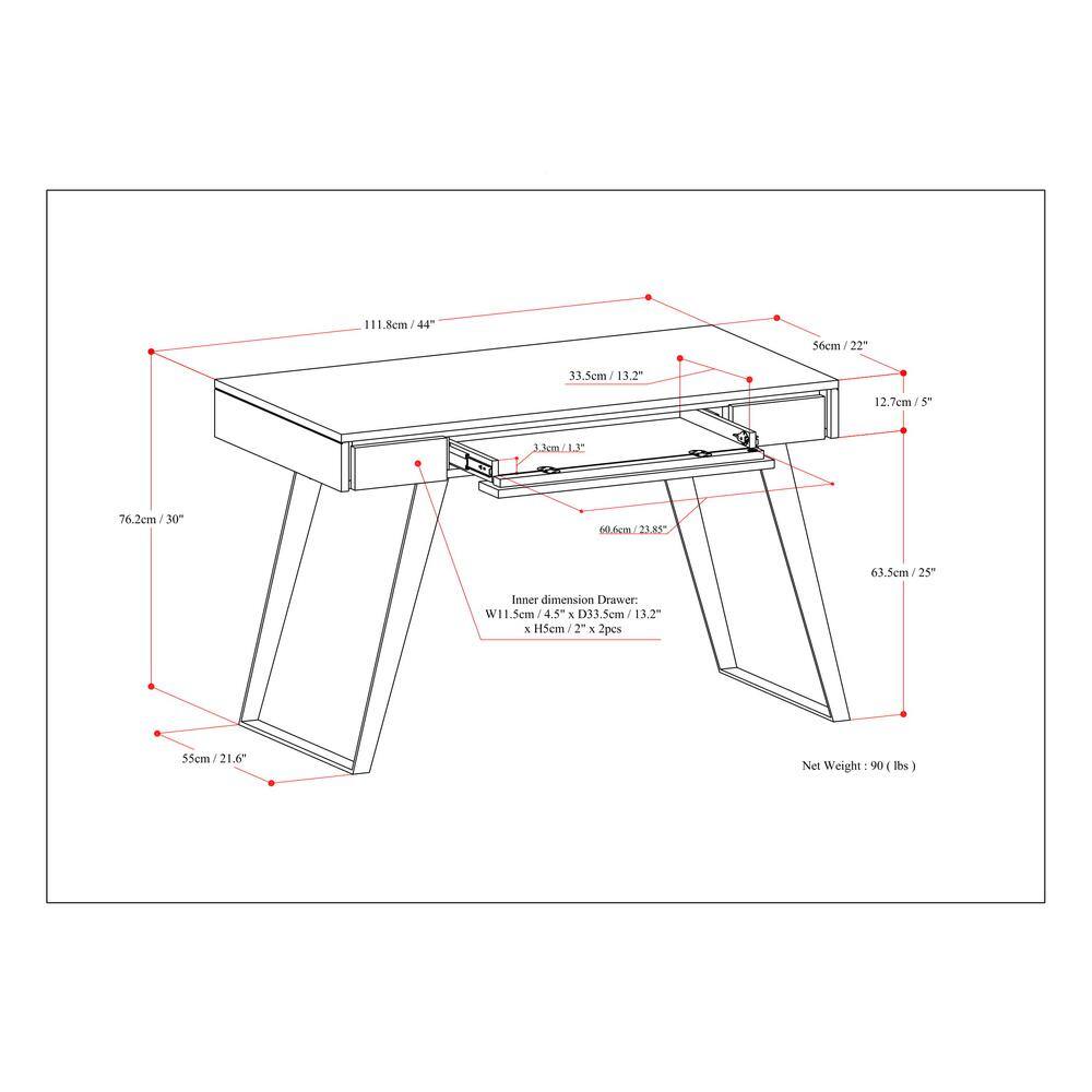 Rustic Natural Solid Acacia Wood Desk with Keyboard Tray and Drawers
