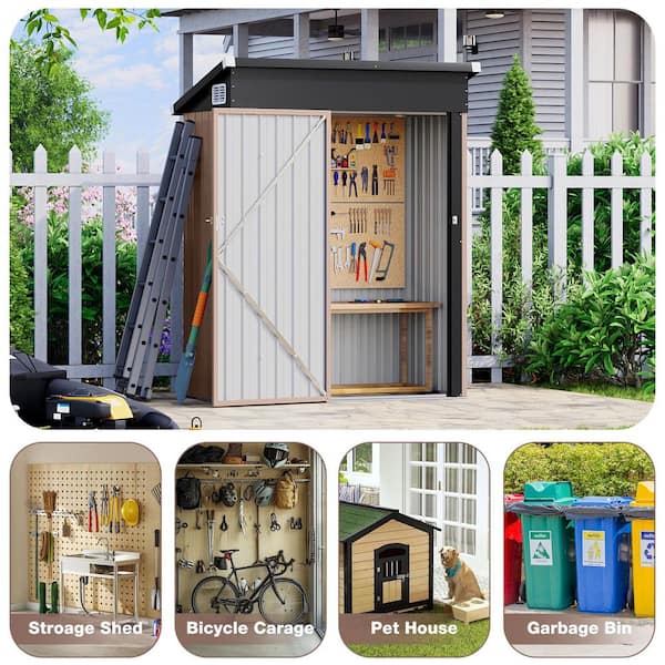 Sizzim 5 ft. W x 3 ft. D Metal Storage Shed with Galvanized Steel