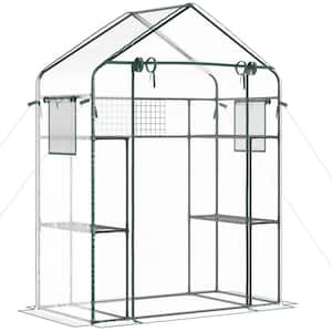 56 in. W x 28.75 in. D Outdoor Walk-in Mini Greenhouse with Mesh Door and Windows, Small Portable Garden Hot House