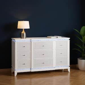 White 9-Drawer 62 in. Dresser without Mirror