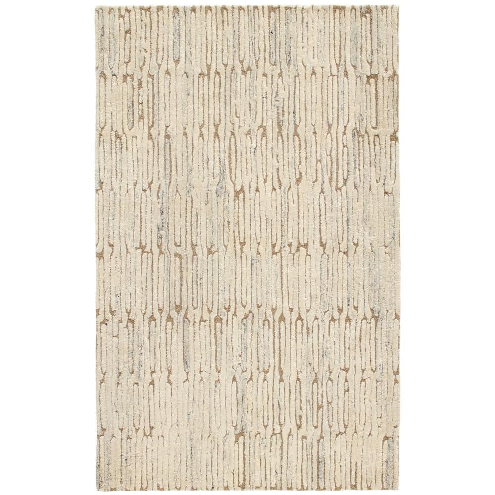 DASH & ALBERT Malone Hand Tufted Wool Oatmeal 6 ft. x 9 ft. Indoor Area ...