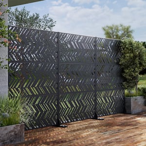 72 in. Christopher Metal Outdoor Garden Fence Privacy Screen Garden Screen Panels in Black