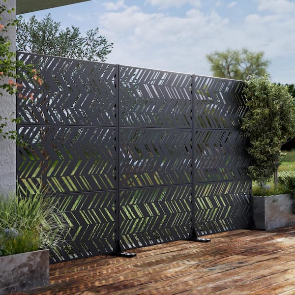 NEUTYPE 72 in. Christopher Metal Outdoor Garden Fence Privacy Screen ...