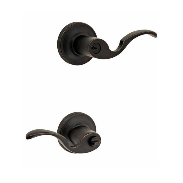 Fusion Solid Brass Oil-Rubbed Bronze Drop Tail Right-Handed Keyed Entry Lever with Ketme Rose