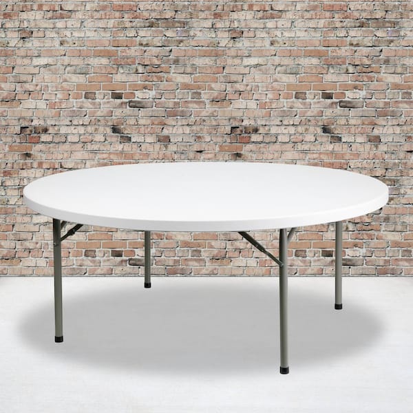 Carnegy Avenue White Elon 6 ft. Round Plastic Folding Event Table