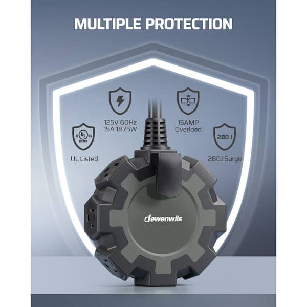 15 ft. 6-Outlet Industrial Heavy-Duty Power Strip for Garage, Workshop