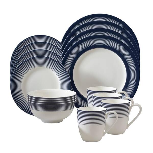 Auratic Licorice Navy 16-Piece Premium Porcelain Tableware Set