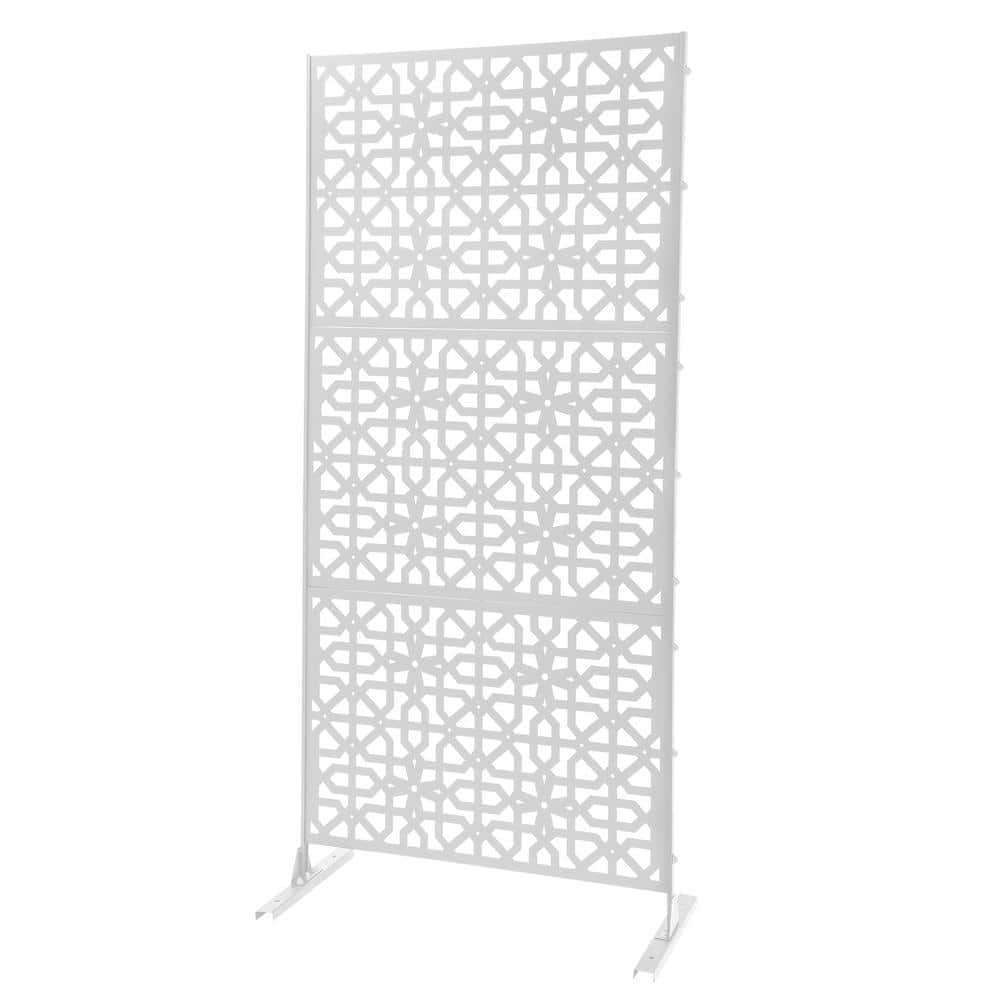 6.2 ft. x 2.9 ft. White Steel Privacy Screen Freestanding Outdoor/Indoor Adjustable Height Decorative Privacy Screen