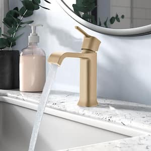 ABAd Single-Handle Three/Single Hole Bathroom Faucet with Pop Up Drain and Deckplate in Brushed gold