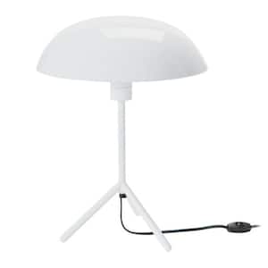 18 .5 in. White Metal Tripod Table Lamp with Half Dome Shade