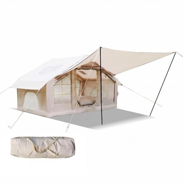 7.2 ft. x 8.5 ft. Beige Pop-Up Canopy Inflatable Camping Tent