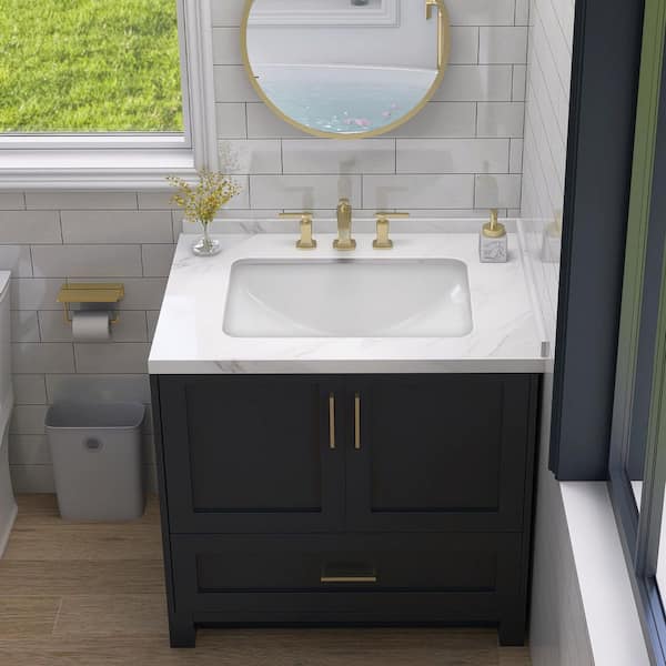 Zeafive 18 in. L Rectangular Bathroom Sink in White Ceramic