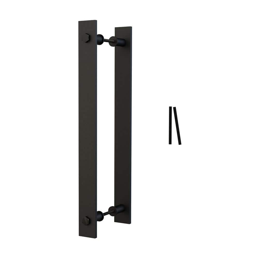 American Pro Decor 14 in. Black Powder Coated Steel 2-Sided Flat Bar Pull  for Sliding Rolling Barn Wood Doors (2-Pack) 5APD11023 - The Home Depot