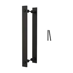 14 in. Black Powder Coated Steel 2-Sided Flat Bar Pull for Sliding Rolling Barn Wood Doors (2-Pack)