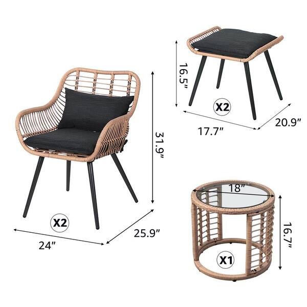 Freestyle 5-Piece Beige Wicker Outdoor Conversation Set with
