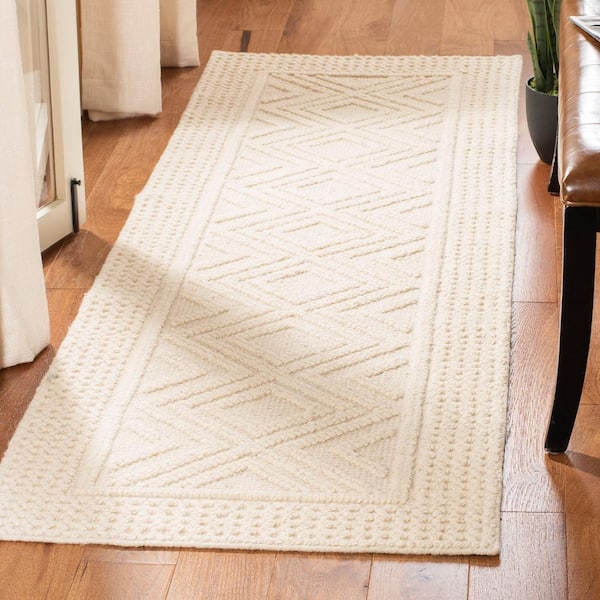 Vermont Ivory 2 ft. x 14 ft. Border Geometric Runner Rug