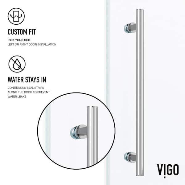Elan 60 to 64 in. W x 74 in. H Frameless Sliding Shower Door in Chrome with 3/8 in. (10 mm) Clear Glass