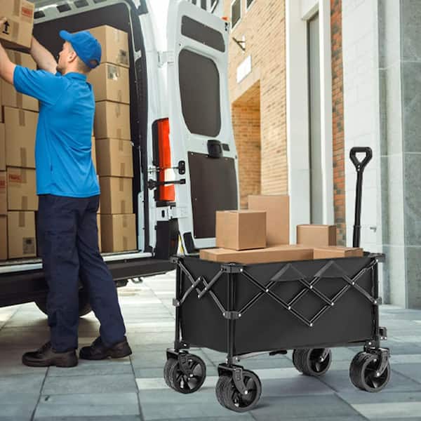 9 cu. ft. Steel Garden Cart Collapsible Folding Wagon 220 L Beach Folding Wagon Cart Max 330 lbs.